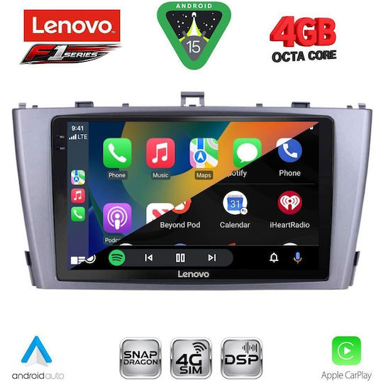 Lenovo Ηχοσύστημα Αυτοκινήτου για Toyota Avensis 2009-2015 (Bluetooth/USB/WiFi/GPS/Apple-Carplay/Android-Auto) με Οθόνη Αφής 9"