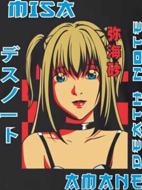 Тениска Misa Amane Death Note Стилзиран Портрет Черен