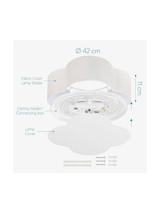 Navaris Ceiling Light 42cm White with Integrated LED and Remote Control