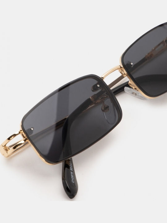 Luigi Unisex Sunglasses with Black Metallic Frame and Black Lens 4841301