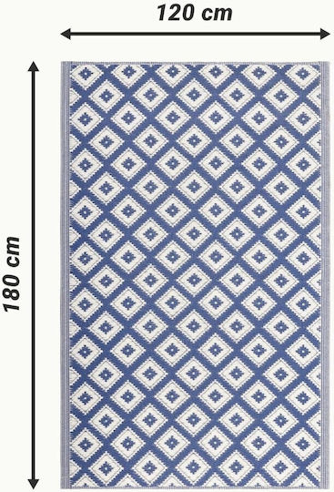 Jemidi24 Килим Външен Правоъгълен Бял/Син 120x180см