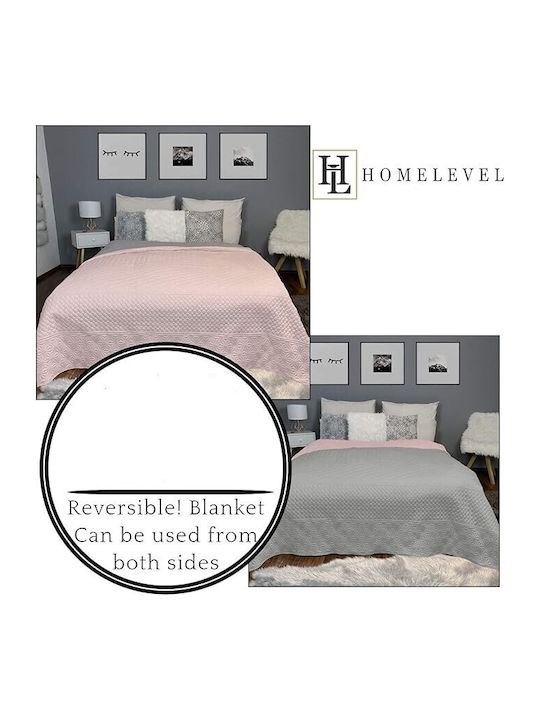Homelevel Single Coverlet Pink/Grey 170x220cm