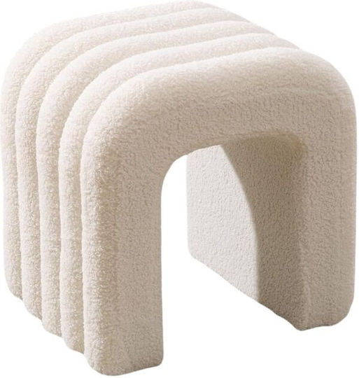 Σκαμπό Σαλονιού Επενδυμένο με Ύφασμα White 41x35x43εκ.