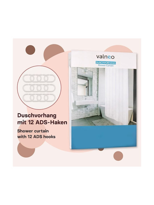 Valneo Shower Curtain Fabric 180x200cm White