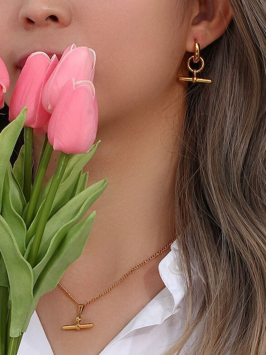 Eluna Single Gold Plated Steel Hoop Earring