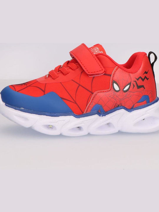 Spiderman Παιδικά Sneakers με Φωτάκια Κόκκινα