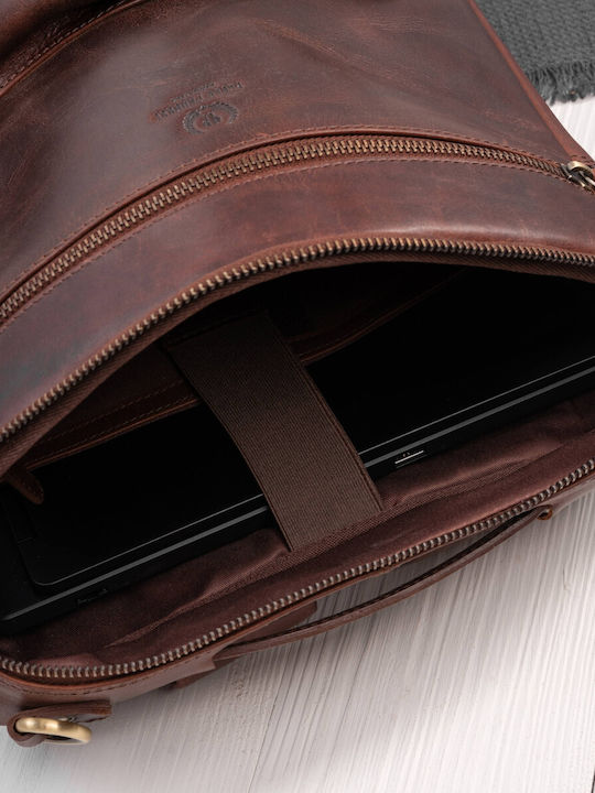 Premium Leather Urban Backpack Work Laptop Cognac Paolo Peruzzi Ay-31-cg
