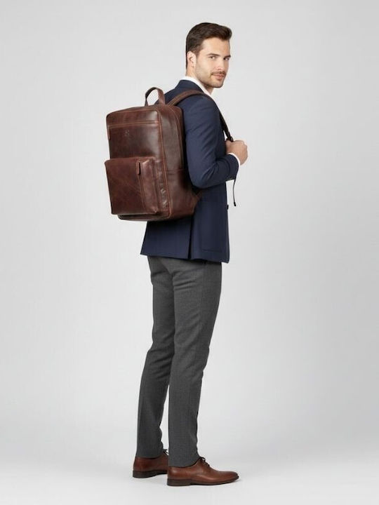 Premium Leather Urban Backpack Work Laptop Cognac Paolo Peruzzi Ay-31-cg