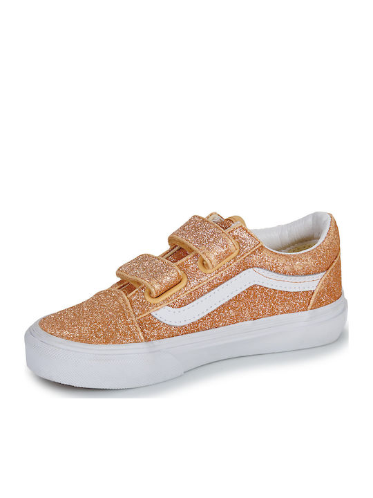 Old Skool V Kids Sneakers with Hoop & Loop Closure Gold