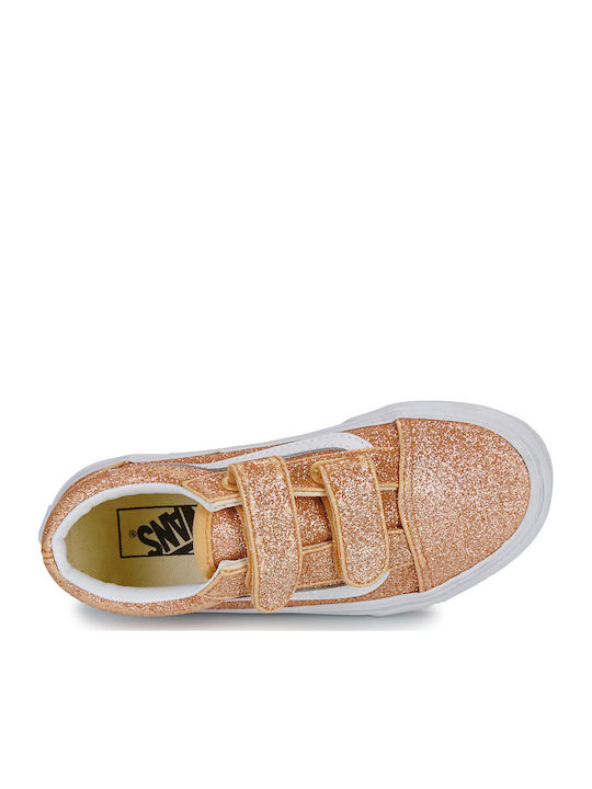 Old Skool V Kids Sneakers with Hoop & Loop Closure Gold