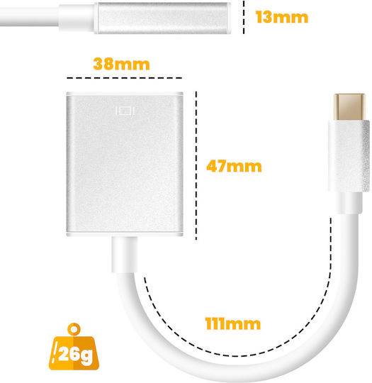 Avizar Hdmi Usb-c Konverter Kabel Smartphone Laptop Ultra Hd 4k Video Weiß