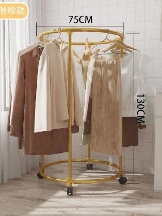 Rolling Floor Garment Rack Made of Gold Metal