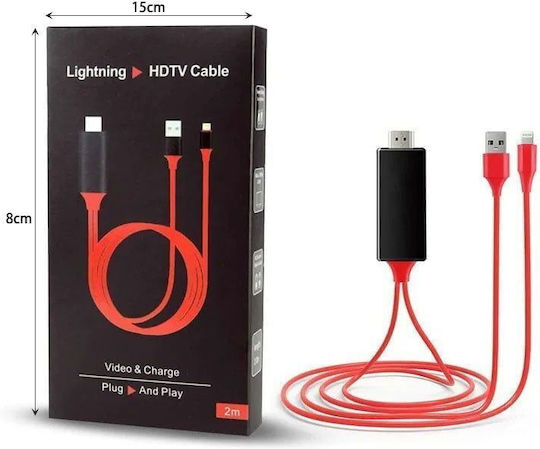 HDMI-Kabel mit HDMI-Stecker - Blitzschlag männlich / USB-A-Stecker Μαύρο