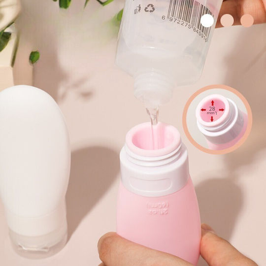 Recipient De Călătorie Elegant Portabil Din Silicon Sticlă De Călătorie Alista Home Potrivit Pentru Loțiune Șampon Alte Lichide Etanș Reîncărcabil Capacitate 90ml 14cm Roz