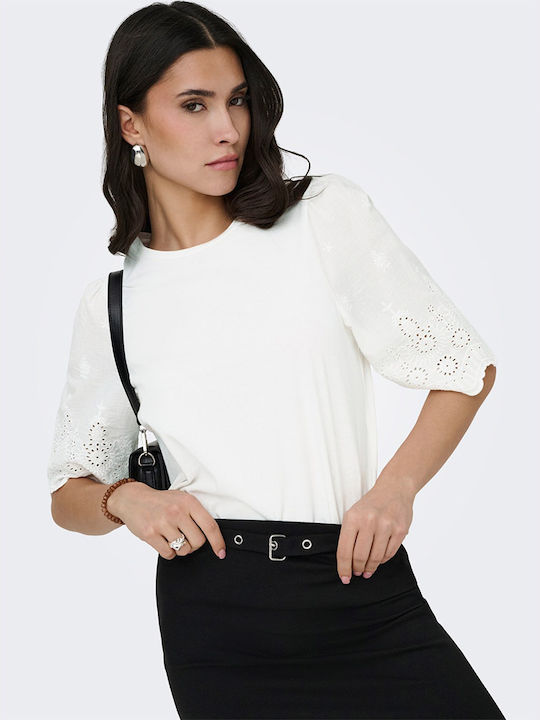 Women's Cotton Short Sleeve White Blouse