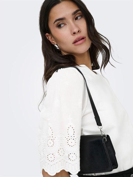 Women's Cotton Short Sleeve White Blouse