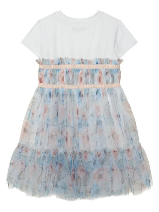 Guess Girls Dress Short Sleeve Denim Light Blue