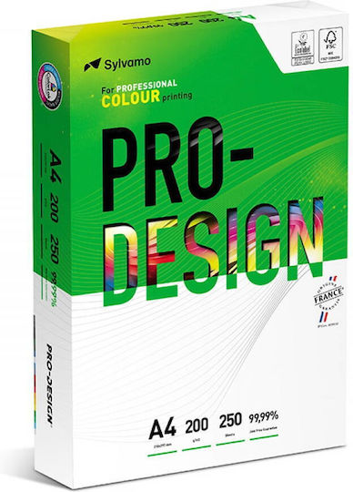 Pro-design A4 Druckerpapier Digitaldruck Pro-design Klasse A++ 200gsm 250 Blätter Pack Weiß