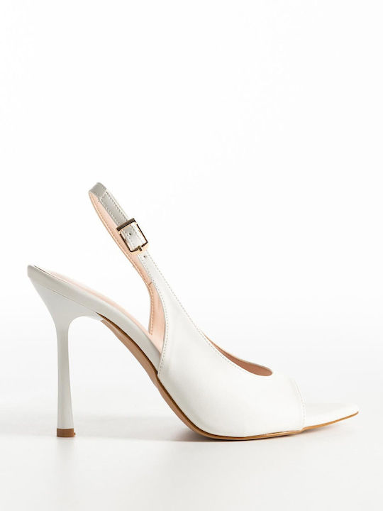 Peep Toe Γόβες με Τακούνι Στιλέτο Λευκές