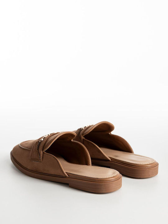 Flat Suede Mules In Brown Color A26-310-9778-BROWN