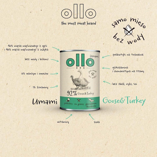 Ollo Wet Food Dogs with Turkey Grain-Free 850gr