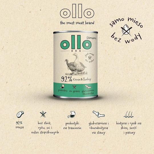 Ollo Wet Food Dogs with Turkey Grain-Free 850gr