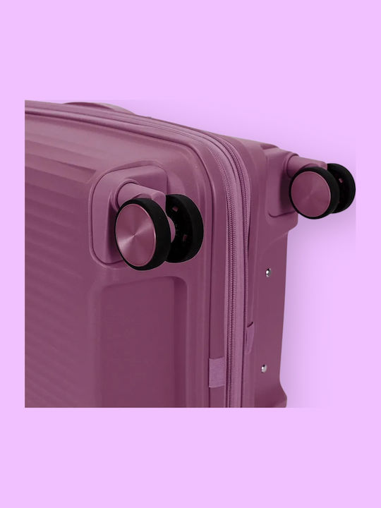 Amber Large Hard Travel Suitcase Purple with 4 Wheels Height 75cm