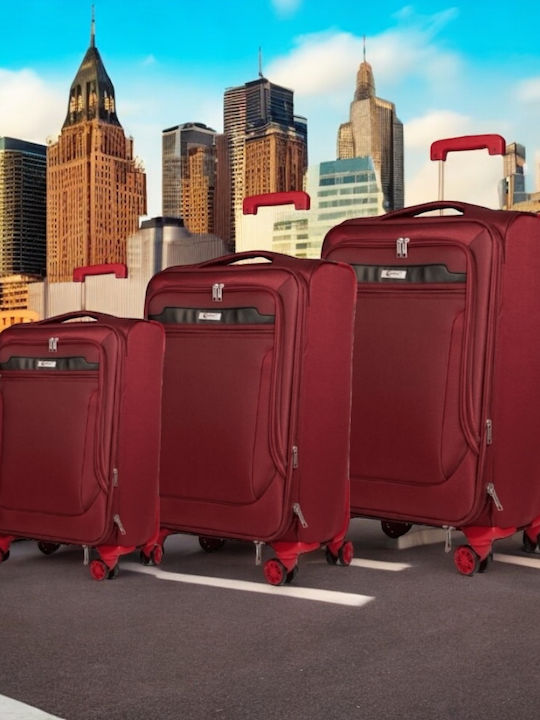 Cardinal 3300 Travel Suitcases Fabric Bordeaux with 4 Wheels Set of 3pcs