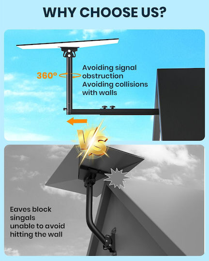 Starlink Gen 3 Suport Antenă Reglabil 360° Unghi de Înclinare 180° Adaptor Țeavă Accesorii de Fixare Montare pe Perete Acoperiș Metal Negru