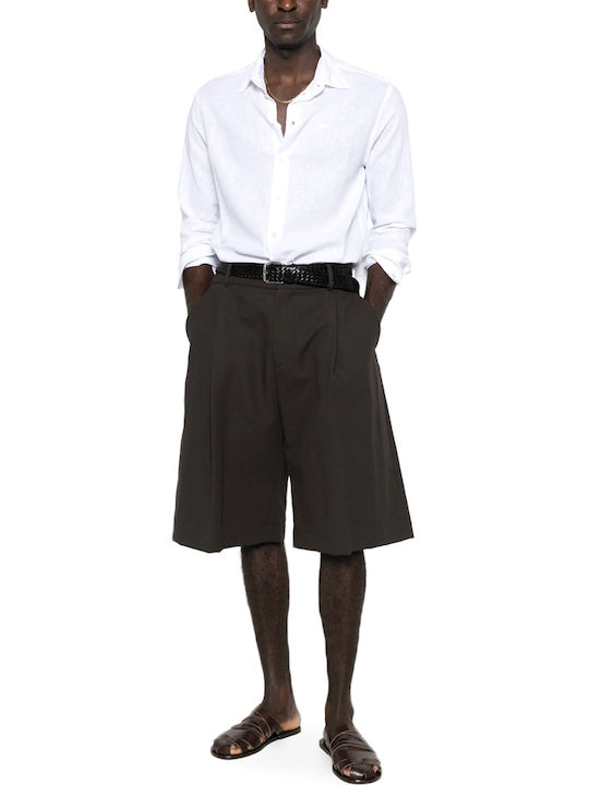 Long Sleeve Linen Shirt in Regular Fit White
