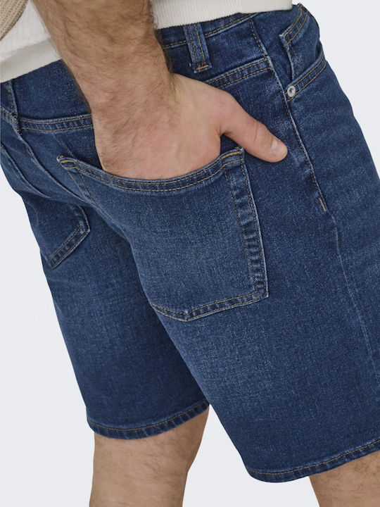 Pantaloni Scurți Bărbați Denim Albaștri