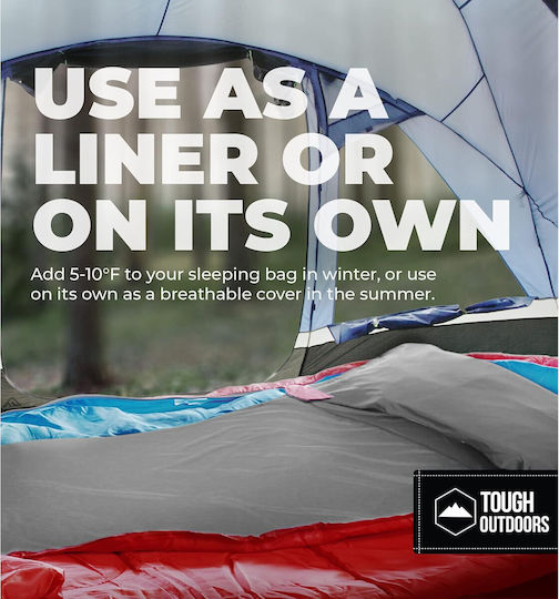Tough Outfitters Travel Tip Lenjerie Pentru Sac De Dormit Ultra-ușoară Poliester 94 X 216 Cm 1 Persoană Fermoar Gri