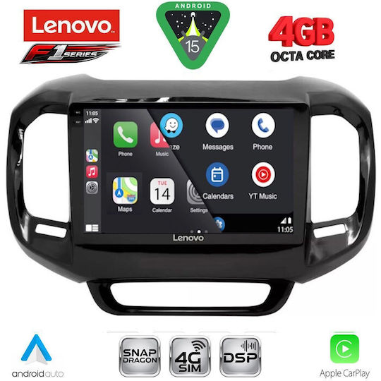 Lenovo Car Audio System for Fiat Toro 2017 (Bluetooth/USB/WiFi/GPS/Apple CarPlay/Android Auto) with 9" Touch Screen