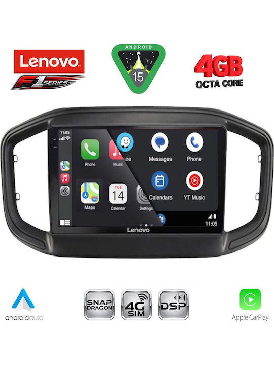 Lenovo Car Audio System for Fiat Strada 2020 (Bluetooth/USB/WiFi/GPS/Apple CarPlay/Android Auto) with 9" Touch Screen