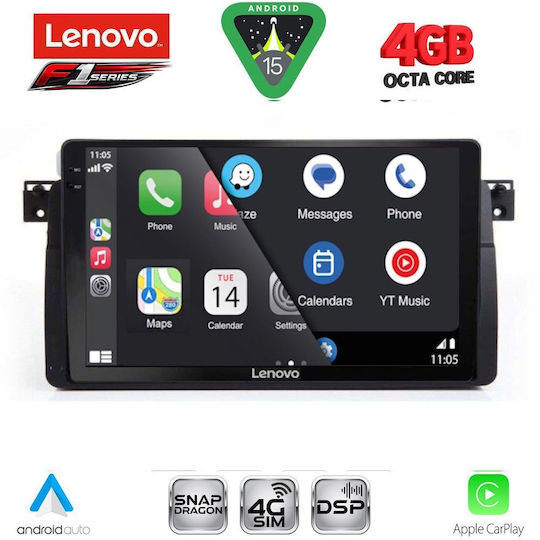 Lenovo Car Audio System for BMW E46 1998-2005 Bluetooth USB WiFi GPS Apple CarPlay Android Auto with 9" Touch Screen
