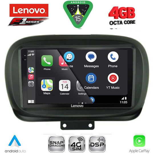 Lenovo Ηχοσύστημα Αυτοκινήτου για Fiat 500X 2014 (Bluetooth/USB/WiFi/GPS/Apple-Carplay/Android-Auto) με Οθόνη Αφής 9"