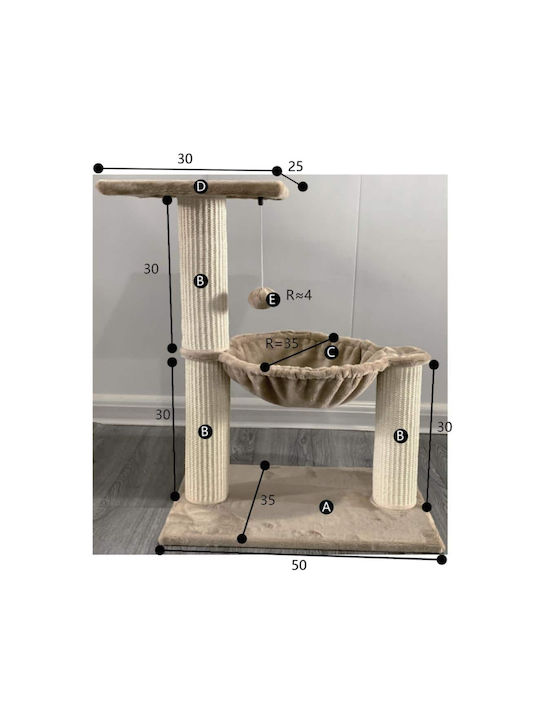 Animal Scratching Post Beige 50x50x65cm