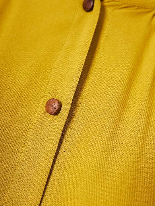Summer Midi Shirt Dress Yellow