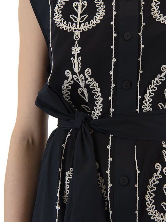 Summer Maxi Shirt Dress Ecru-Black