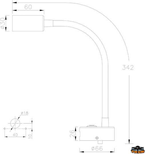 Αρθρωτός Προβολέας Led Υποδοχή Usb Dimmer