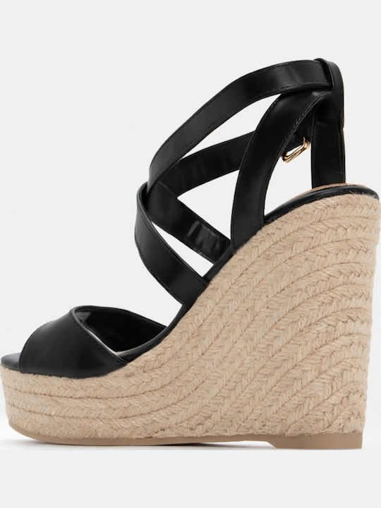 Sommer Damenplattformen in Stil Espadrilles Schwarz