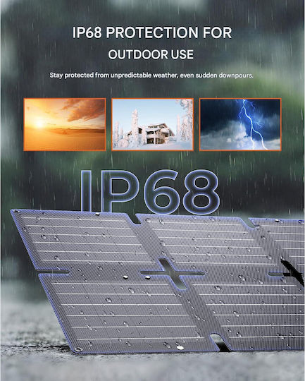 Panou Solar Pliabil 60W Etfe Qc3.0 + Pd45w + Ieșire Dc 22.2v Ip68 Rezistent la Apă Suport Reglabil Urgențe Camping Încărcător Solar pentru Smartphone-uri Tablete