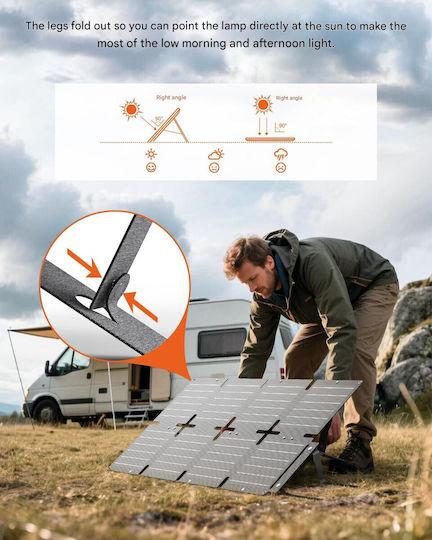 Panou Solar Pliabil 60W Etfe Qc3.0 + Pd45w + Ieșire Dc 22.2v Ip68 Rezistent la Apă Suport Reglabil Urgențe Camping Încărcător Solar pentru Smartphone-uri Tablete