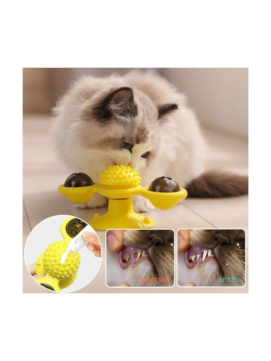 Automatic Cat Toy Ball Rotating Yellow 73x76x161mm