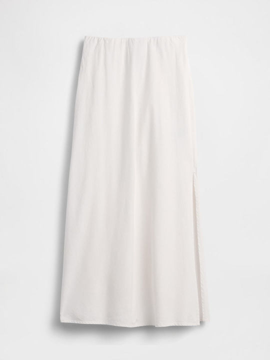Leinen Maxi Damenrock Off White