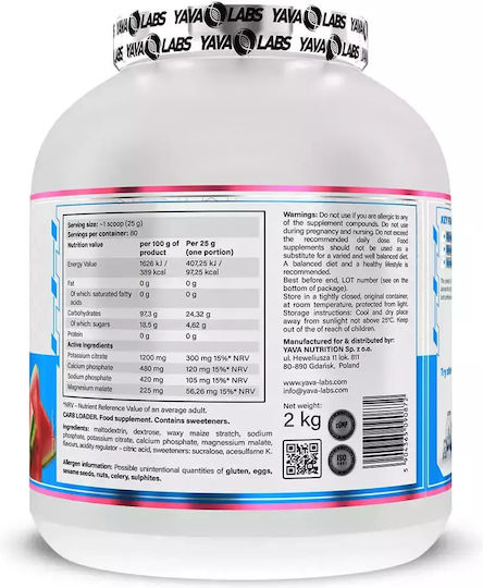 Yava Labs Carb Loader Supliment Alimentar Special 2000g Pepene Verde