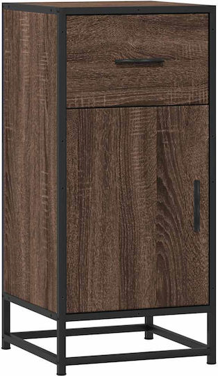 Wohnzimmerschrank aus Holz und Metall, Braun und Eiche, 35,5 x 35 x 76 cm,