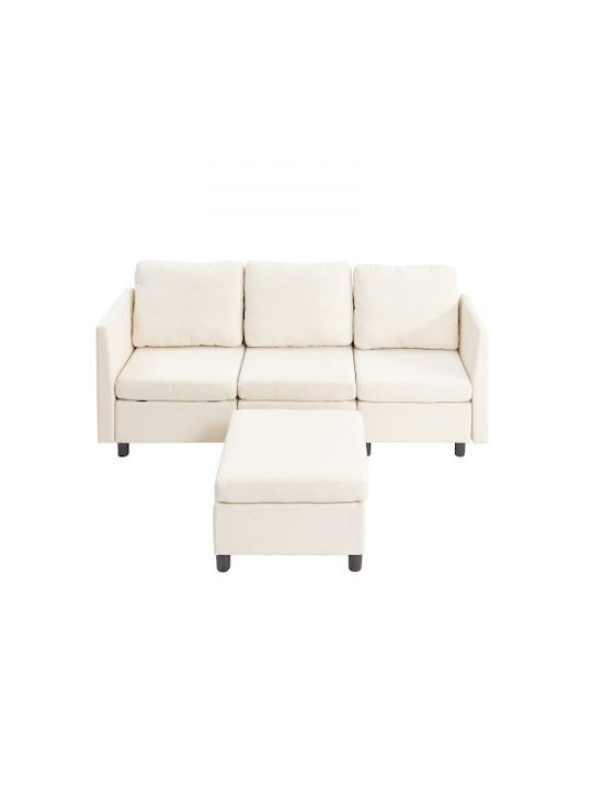Dreisitzer Sofa mit Stauraum Ecru 199x69x68cm