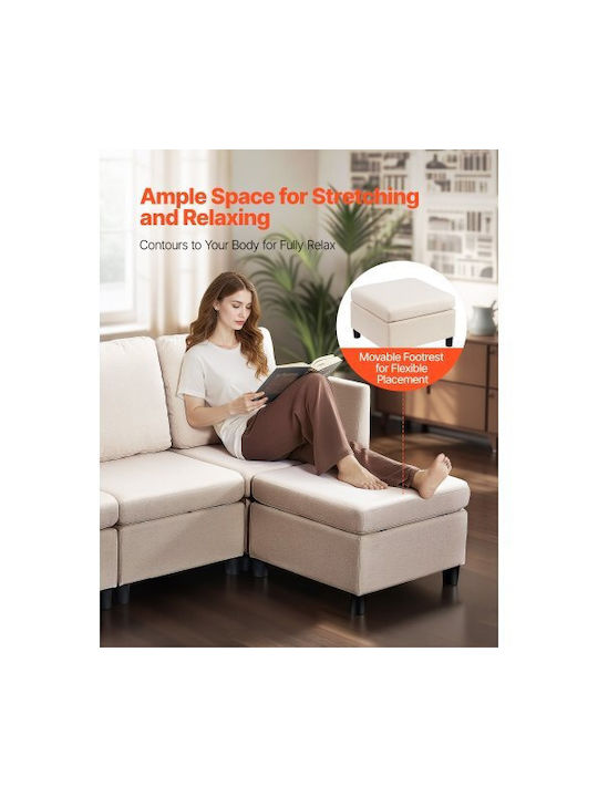 Dreisitzer Sofa mit Stauraum Ecru 199x69x68cm