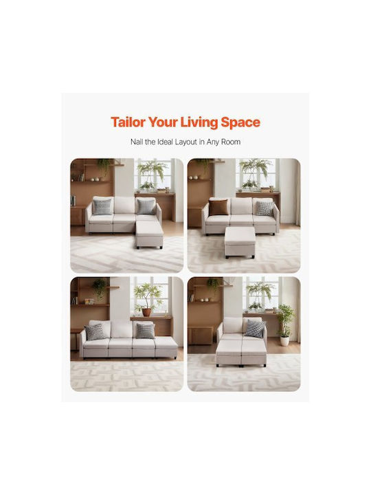 Dreisitzer Sofa mit Stauraum Ecru 199x69x68cm